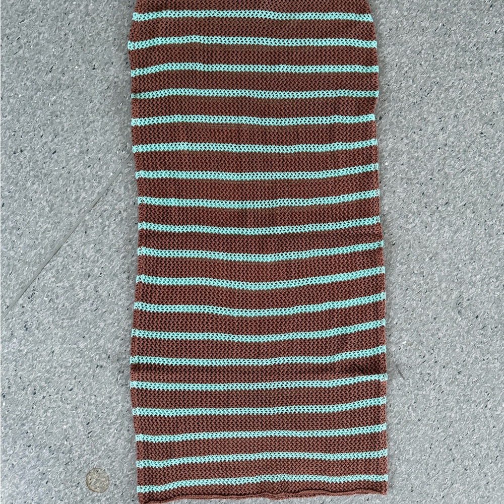 PrettyLittleThing Brown and Green Striped Pencil Skirt